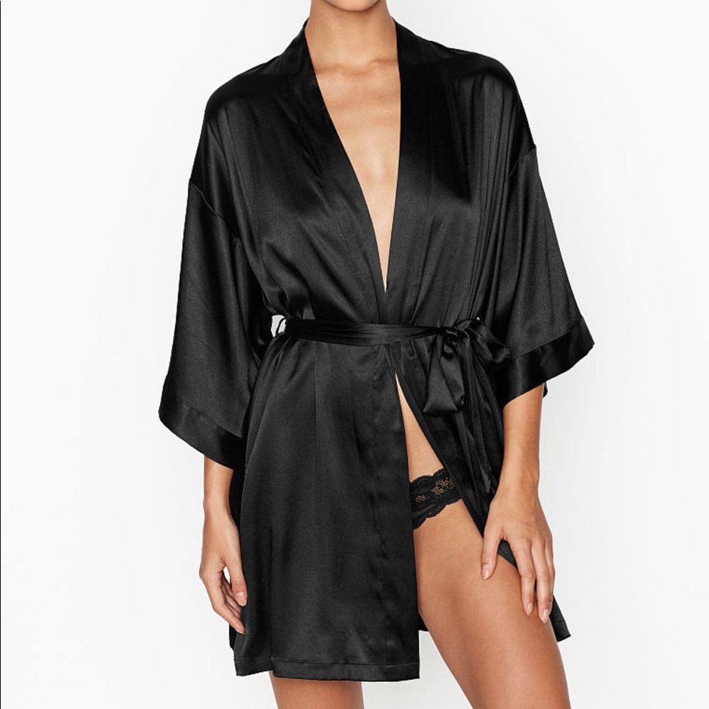 Victoria secret black silk robe